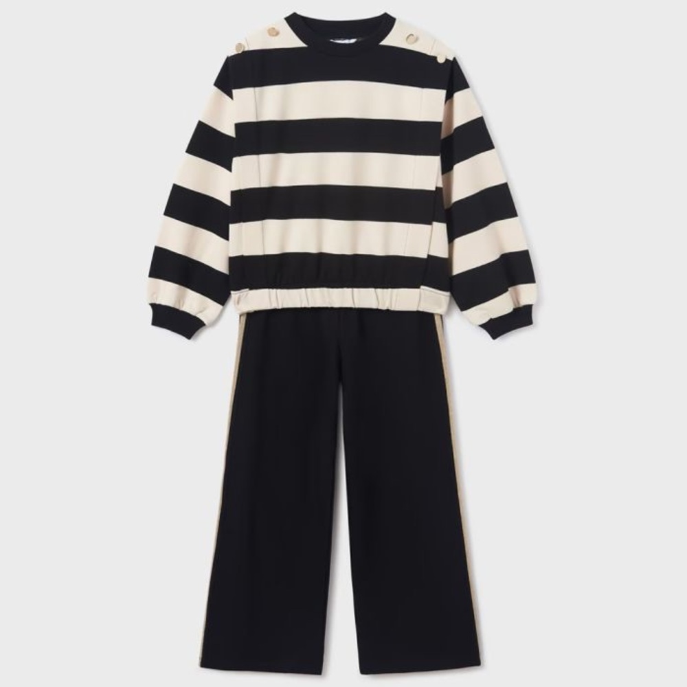 Size 14 Girls Mayoral Striped Black and Cream Kids Set